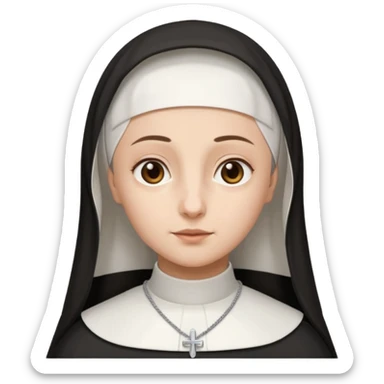 Rosalia (the singer) as a nun. (Use lux album cover as reference). The habit is white. sticker
