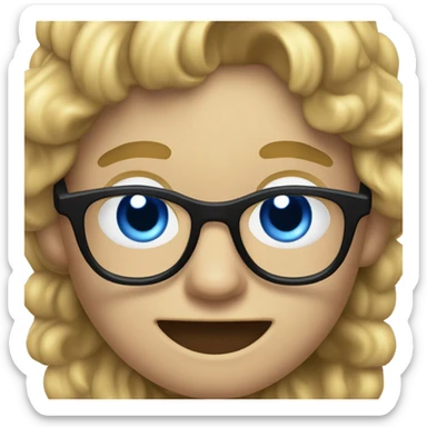 a nerd, with dirty blonde hair, blue and black glasses, with a vey devil like smirk on his face sticker