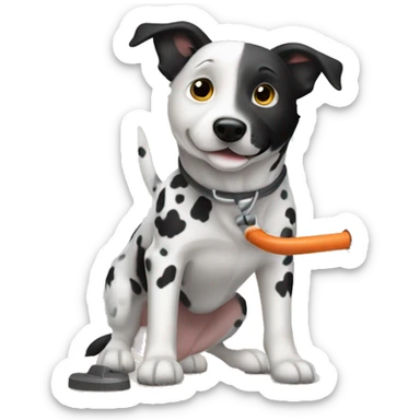 white and black dog cattle dog vacuuming sticker