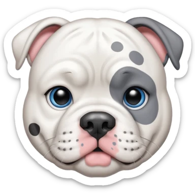 American bulldog that’s grey and white with blue eyes and black spots  sticker