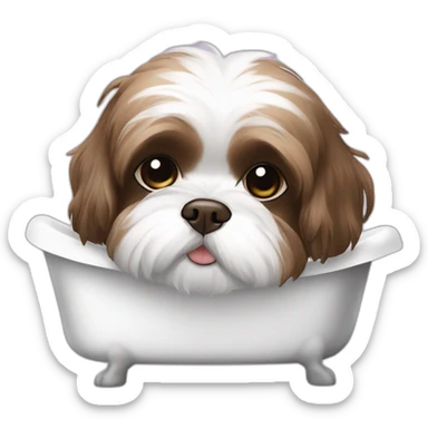 Taking a bath brown and white shih tzu sticker