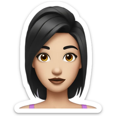 Big squared head girl with black hair and a ton of makeup sticker