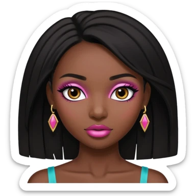 A black girl with makeup and that looks like a Victoria’s Secret model and she has black straight hair sticker