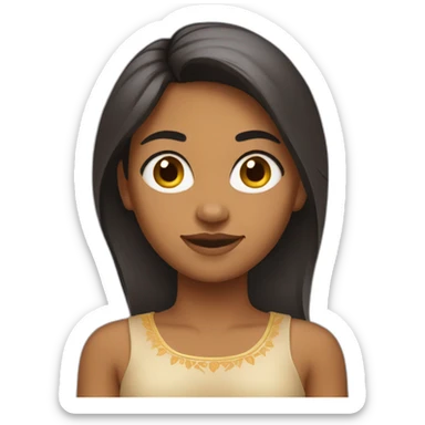 indian girl fair skin with medium length hair ui designer sticker