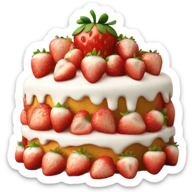 Strawberry cake with white frosting and a lot of strawberries sticker