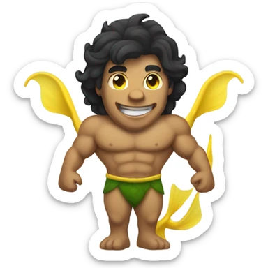 Tan muscular merman with yellow tail and dark hair sticker