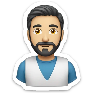 Turkish guy with a beard working in tech with ai sticker