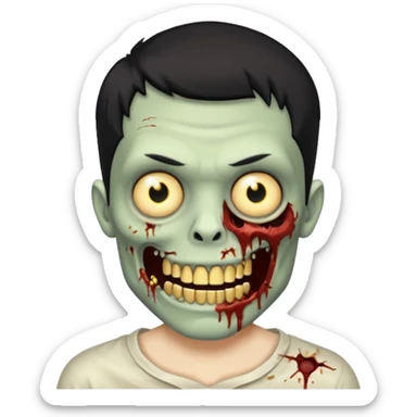 faça um homem zumbi, de cabelo baixo mostrando o dente de ouro sticker