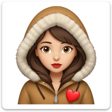 A girl with olive skin tone, brown eyes, brunette,  heart shaped lips and almond shaped eyes born in December loves winter sticker
