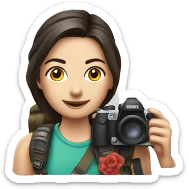 woman photographer fujifilm camera hiking taking photo brunette sticker