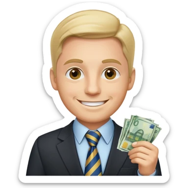 AN UNCLE with a tie in business clothes and with euro money
 sticker