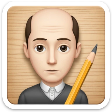 a very thin man next to a pencil sticker