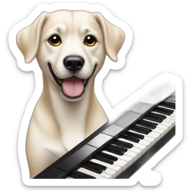 Dog-play-piano sticker