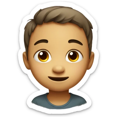 Very cute child who is a little sad and smiles on his face. sticker