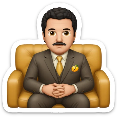 Pablo Escobar sitting on a sofa, apple style emoji sticker