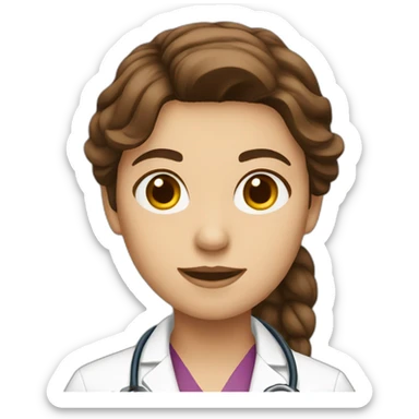 Female brown hair Doctor sticker