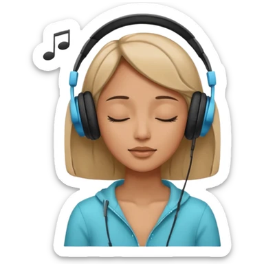 Woman listening to music with closed eyes sticker