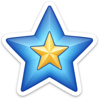 generate an emoji with a white tick in between a blue star having 11 points  sticker
