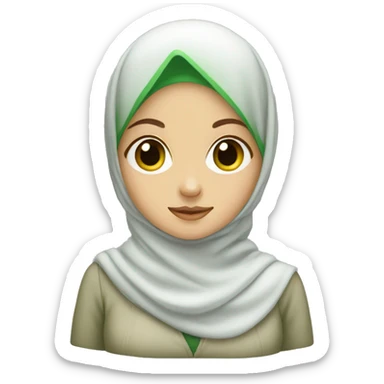 White Skinner Girl with hijab and green etes sticker