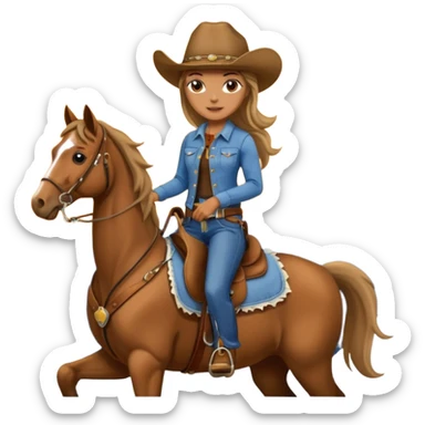 cowgirl on horse riding into sunset sticker