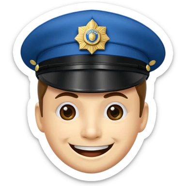 Emoticono de policía sonriente con gorra de policía municipal de Pamplona  sticker