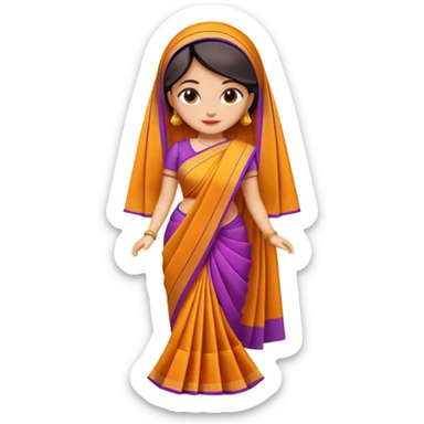 A 3D cartoon folded saree with matching blouse piece beside it, bright fabric texture, soft shadow, Memoji-style realism. sticker