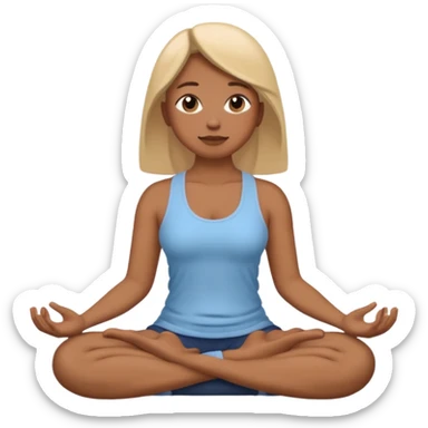 woman sitting cross-legged, meditating, skin tone like 🧘 emoji, tranquil mood sticker