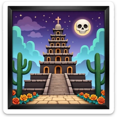 Templo antiguo mexicano del día de muertos, estilo coco de disney  sticker