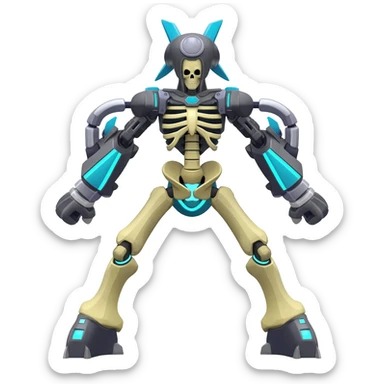 futuristic Skeleton-Cyborg-Manectric-Electrike-Salandit-Cubone-Umbreon-Marowak-Draco-Fakémon-hybrid-creature (full body), 4 legs sticker