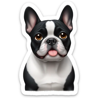 Black French bulldog with white chin sticker