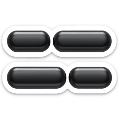Minimalistic futuristic black medicine pills pack emoji, metallic black and white, reflective sleek surfaces, flat vector design, high-tech clean UI icon sticker