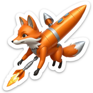 rocket-powered fox sticker