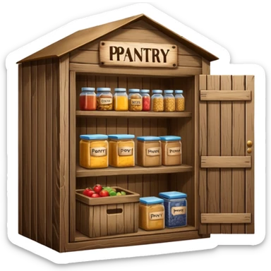 A food pantry with the words The Pantry written on it sticker