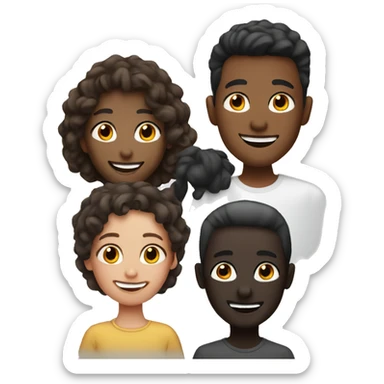 4 Friends one with dark skin having fun sticker