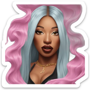 Rapper Megan Thee Stallion Super Realist Portrait sticker