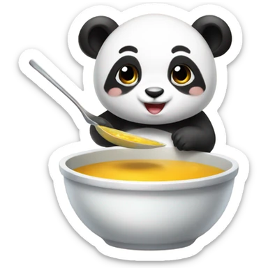Baby panda marrying bowl of soup sticker