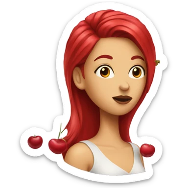 Woman with cherry hair kiss sticker