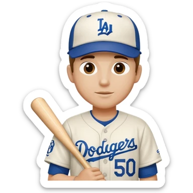 Baseball man with a dodger hat and a jersey with the number 50 sticker