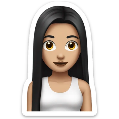 white mean girl with makeup standing with long straight black hair sticker