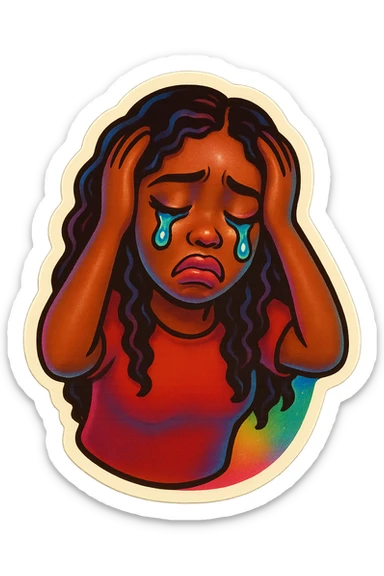 sad Tears rolling down face 
Mouth Pout
hands on head 
head down
 sticker