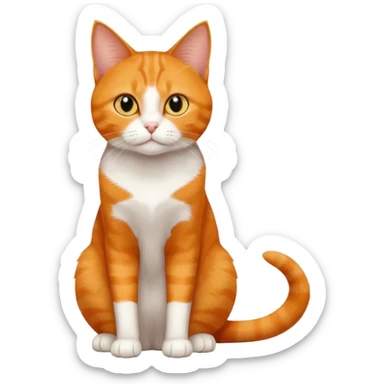 full body solid orange domestic shorthair slim cat with yellow/orange eyes sitting sticker