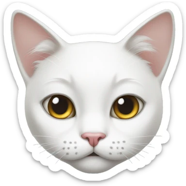 white cat and her face is ugly sticker
