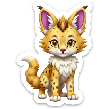 Cute Kawaii Epic Colorful Sergal-Serval-Vernid full body sticker