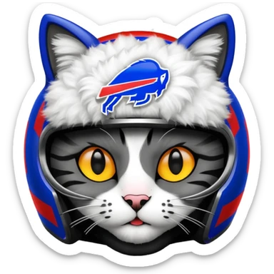 buffalo bills helmet on black and white cat sticker