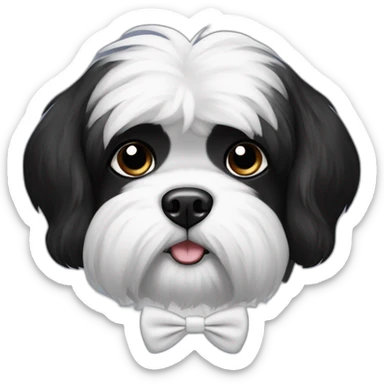 black shitzu dog with white tie in fur all black sticker
