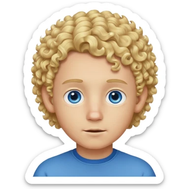 blonde boy with curly hair past his hears sticker