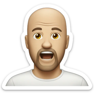 bald man with a beard screams in fear sticker