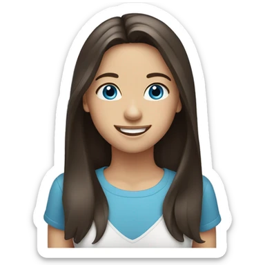 Brunette with blue eyes smiles with braces sticker