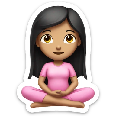 a girl in pink clothes with black hair with white skin sits in the lotus position sticker