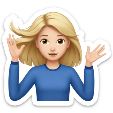 Girl flipping her hair with hand sticker